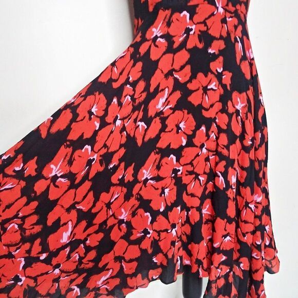A.L.C. Nello Handkerchief Trapeze Silk Dress Floral Asymmetrical V-Neck SAMPLE - Picture 7 of 12